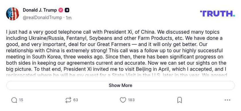 Post preview from Donald Trump