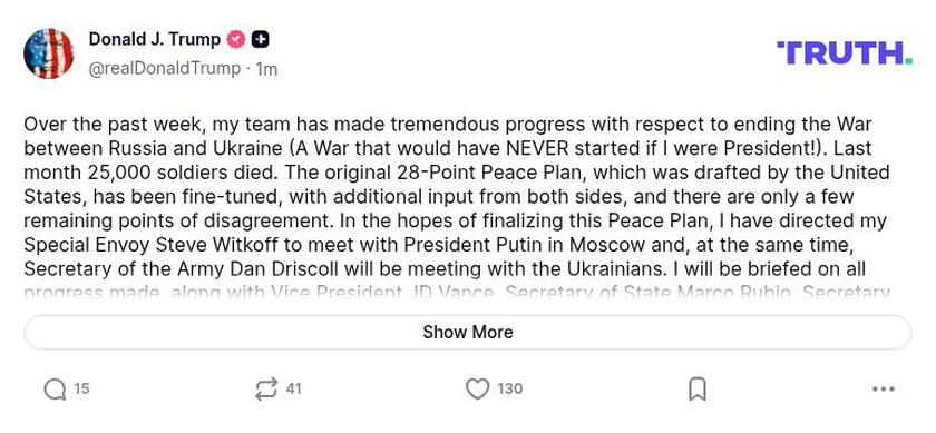 Post preview from Donald Trump