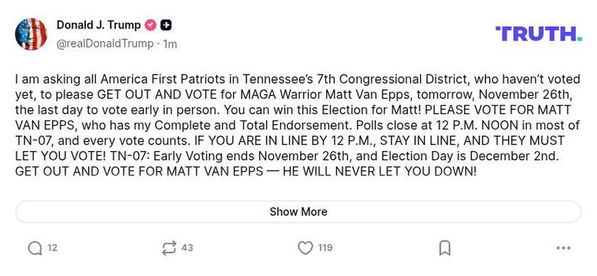 Post image from Donald Trump