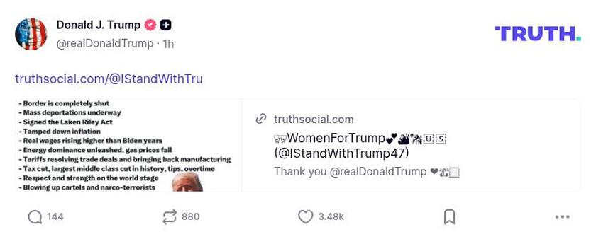 Post image from Donald Trump