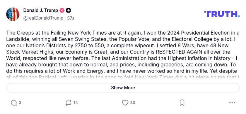 Post preview from Donald Trump