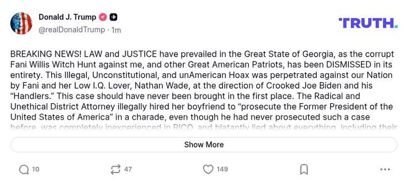 Post preview from Donald Trump