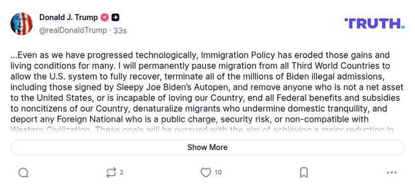 Post preview from Donald Trump