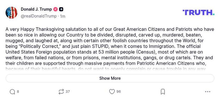 Post preview from Donald Trump