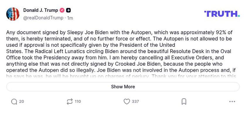 Post preview from Donald Trump