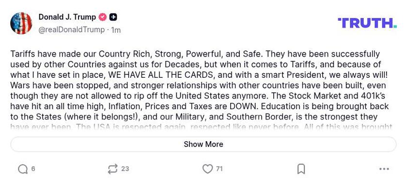 Post preview from Donald Trump