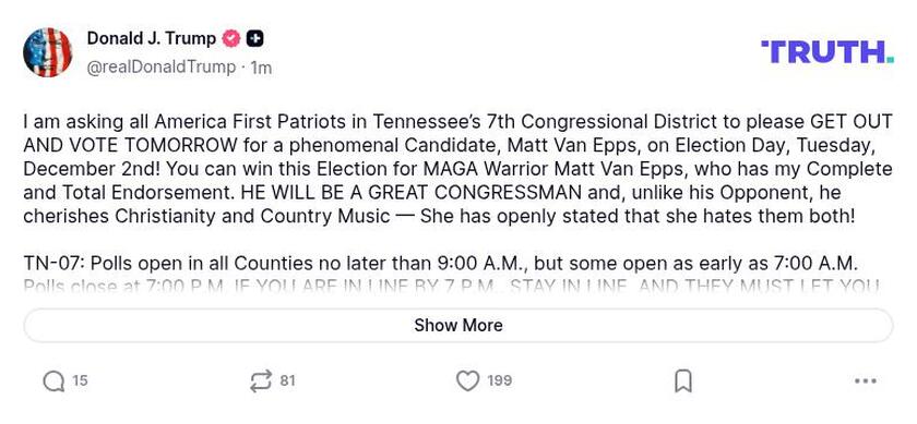 Post image from Donald Trump