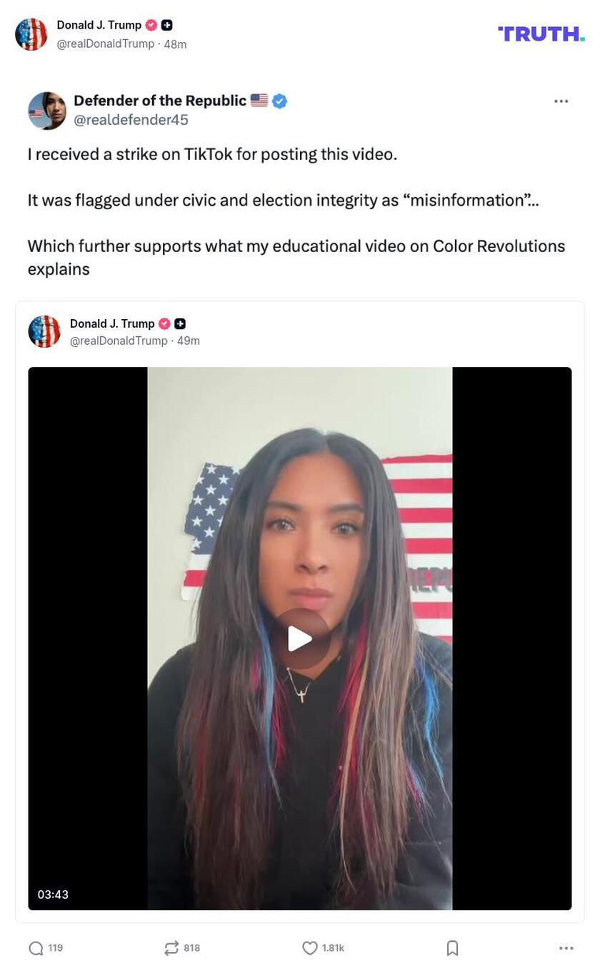 Post image from Donald Trump