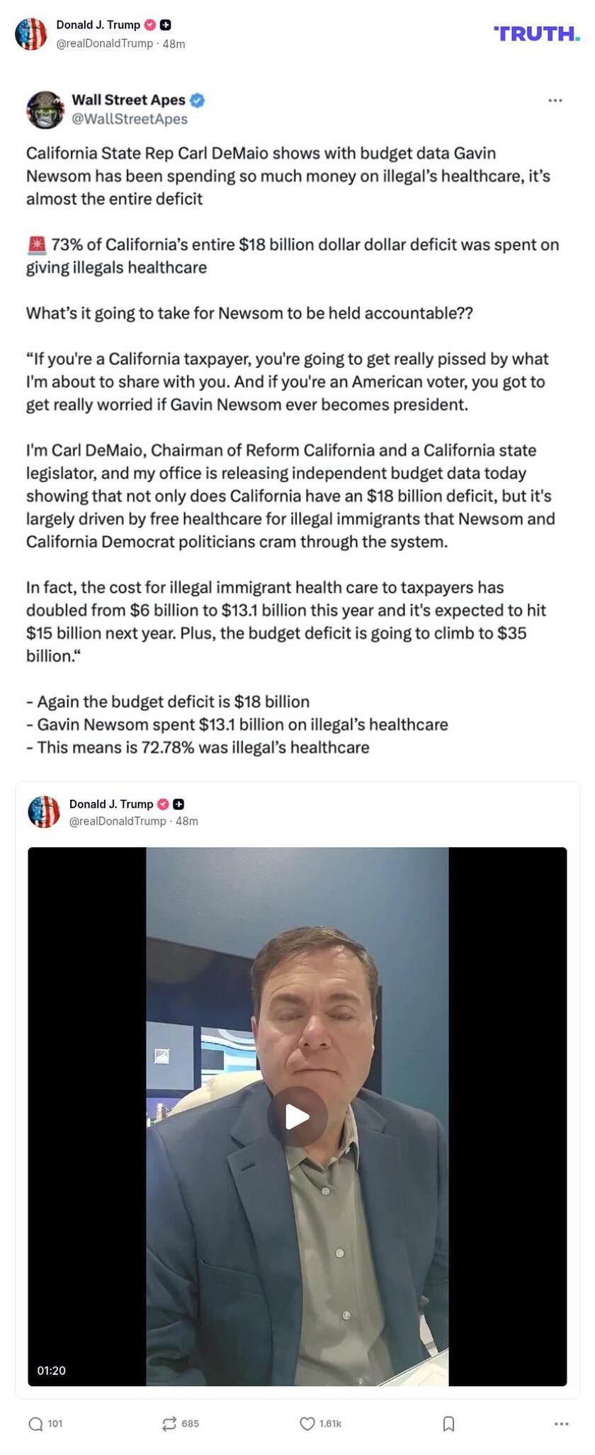 Post image from Donald Trump