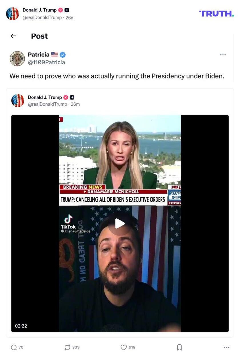 Post image from Donald Trump