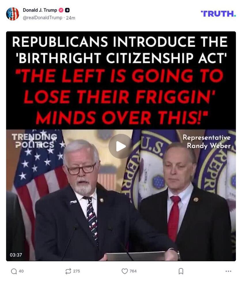 Post image from Donald Trump