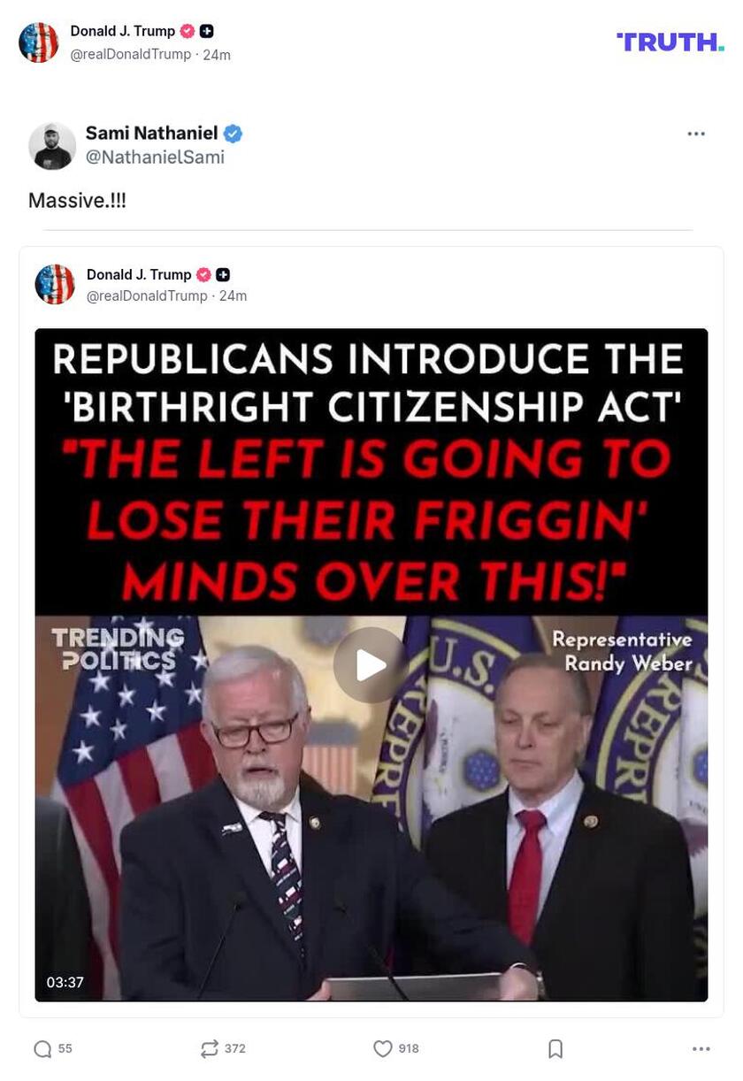 Post image from Donald Trump