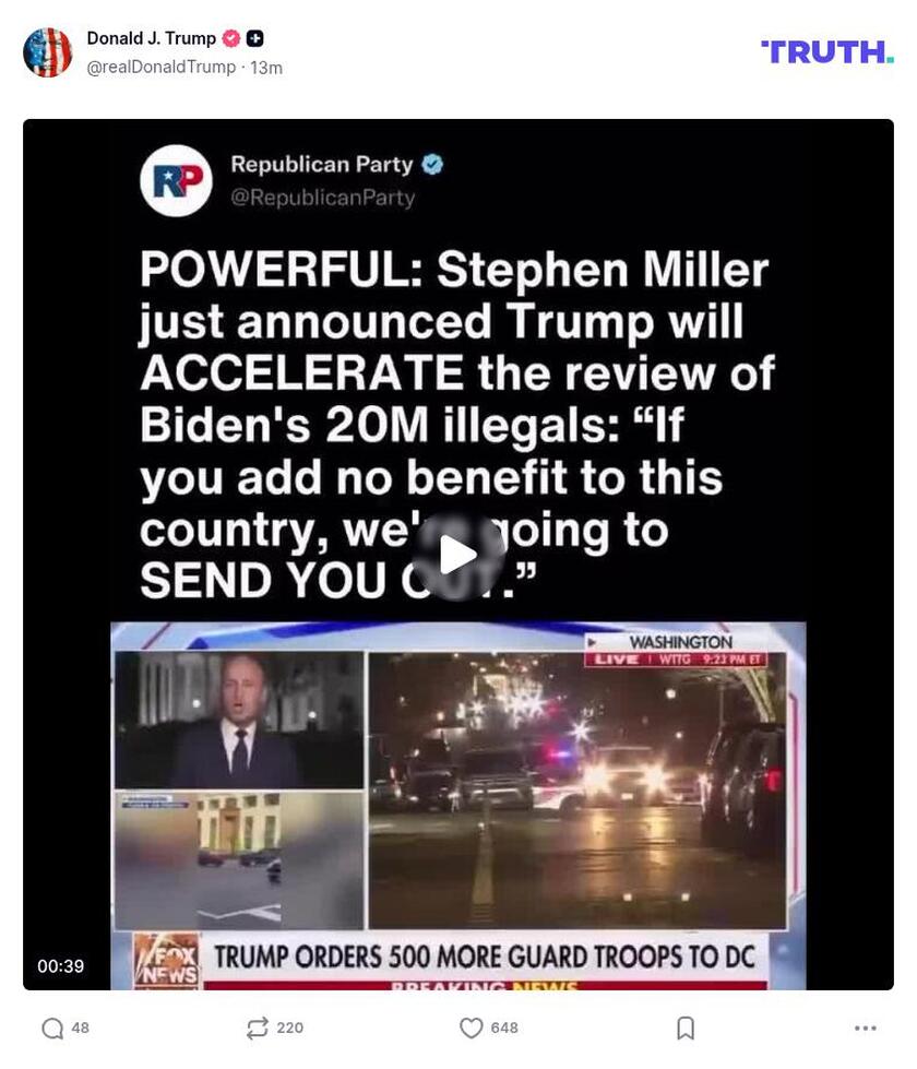 Post image from Donald Trump