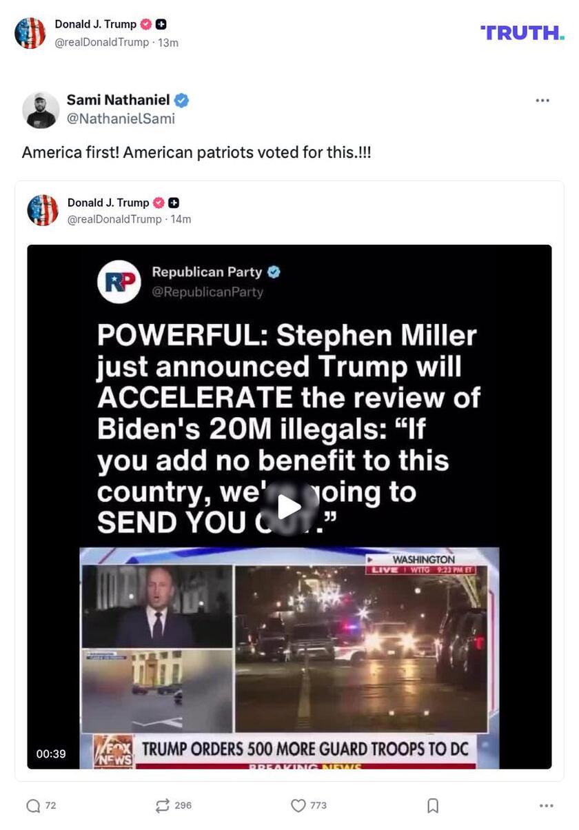 Post image from Donald Trump