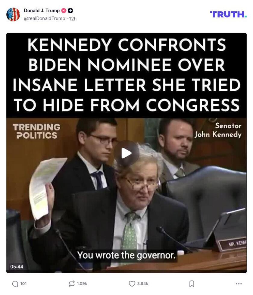 Post image from Donald Trump