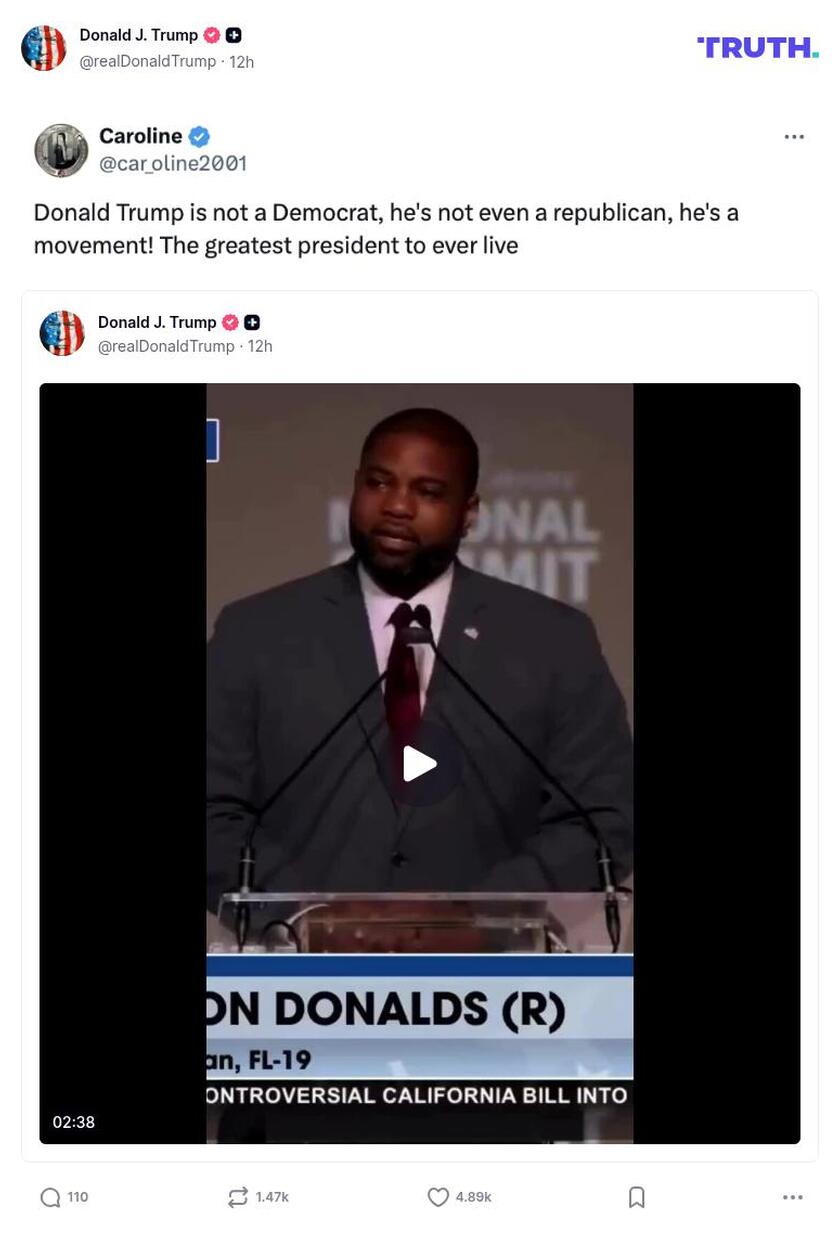 Post image from Donald Trump