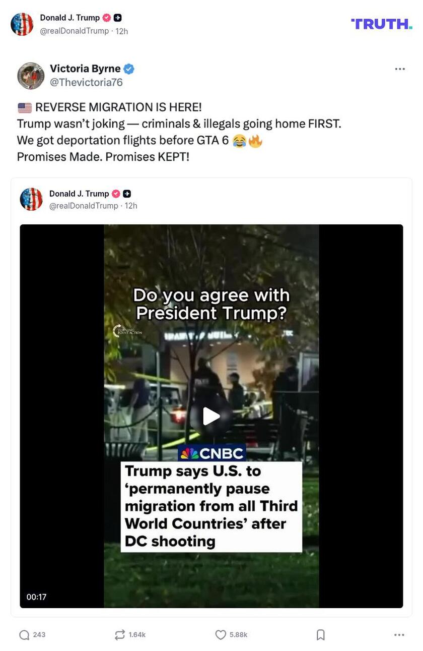 Post image from Donald Trump