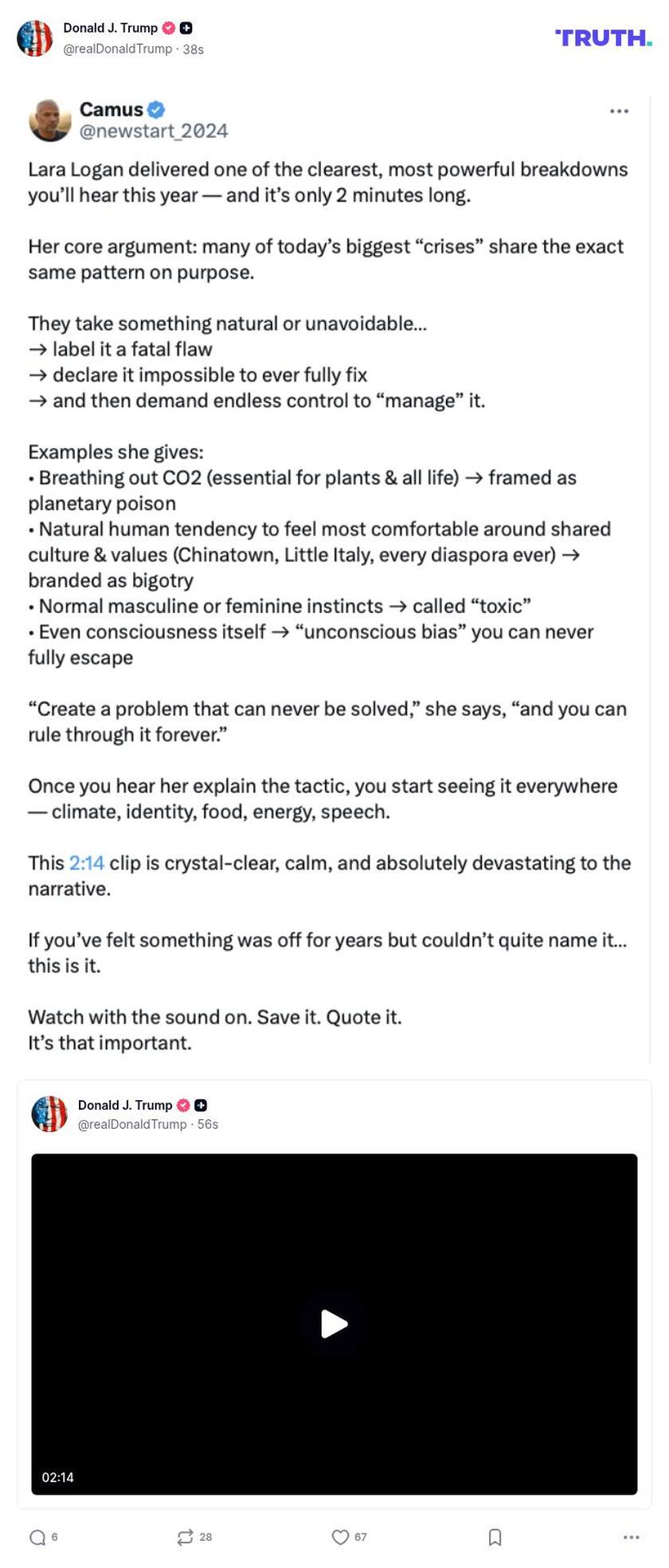 Post image from Donald Trump