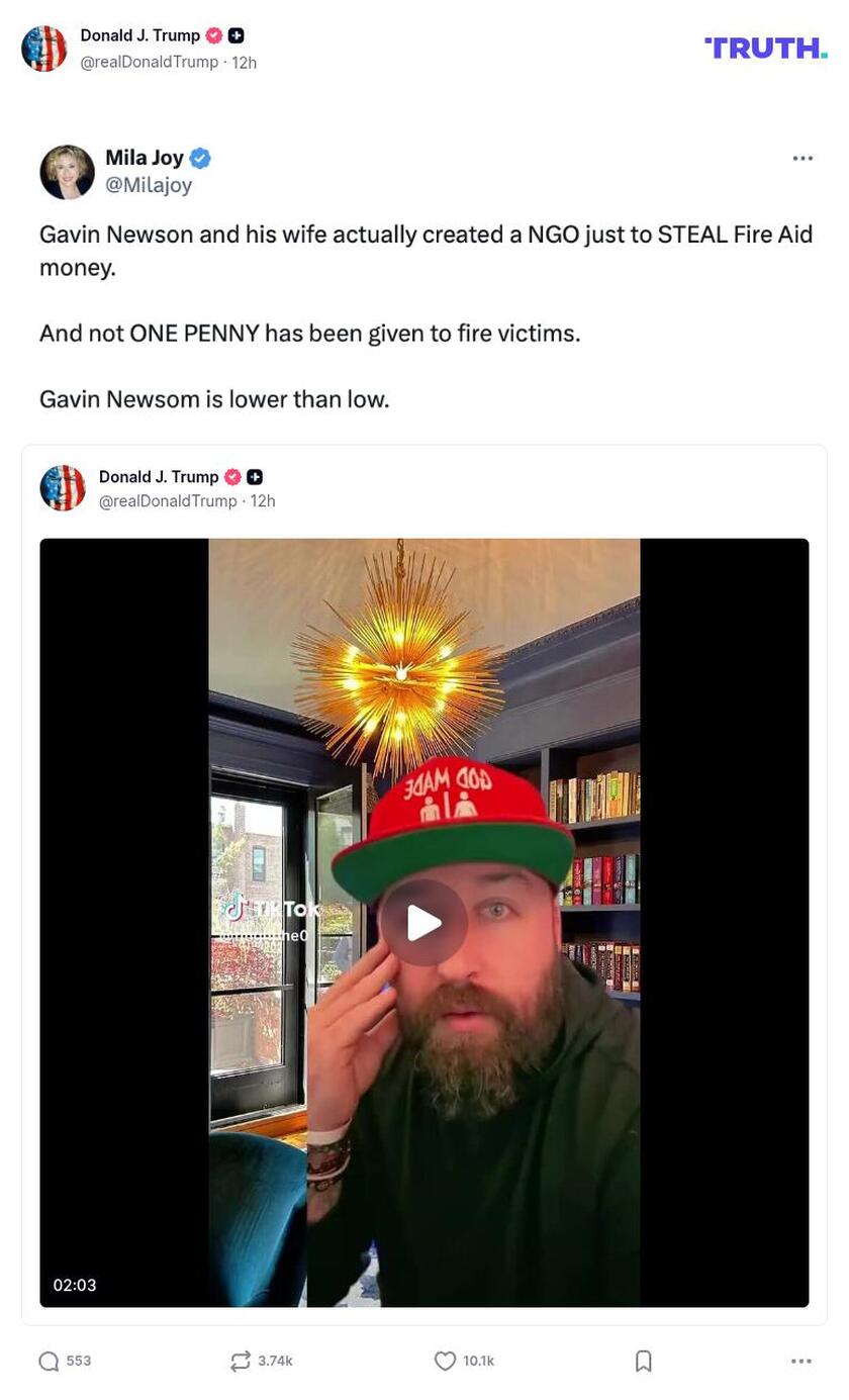 Post image from Donald Trump