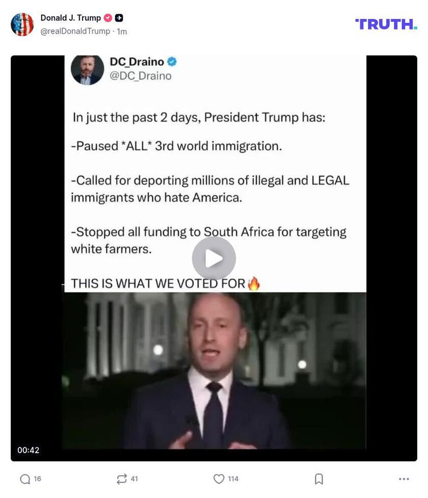 Post image from Donald Trump