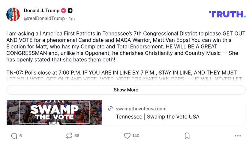 Post image from Donald Trump