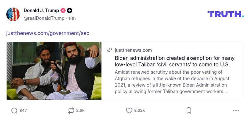 Post preview from Donald Trump