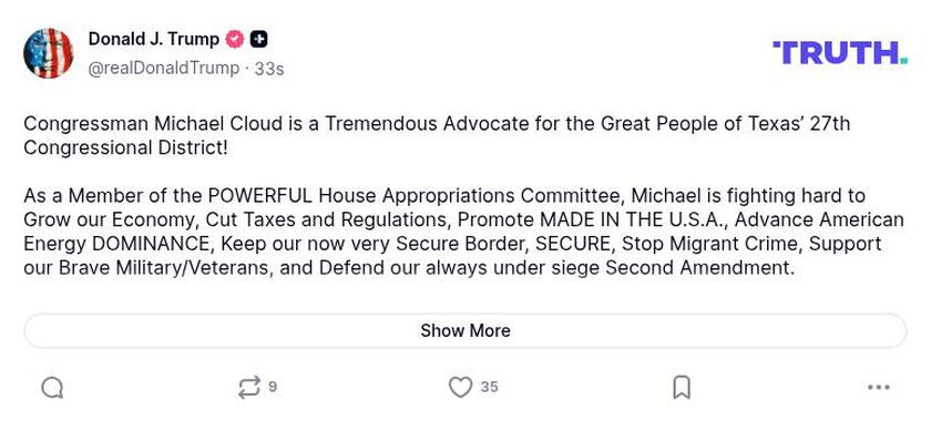 Post image from Donald Trump