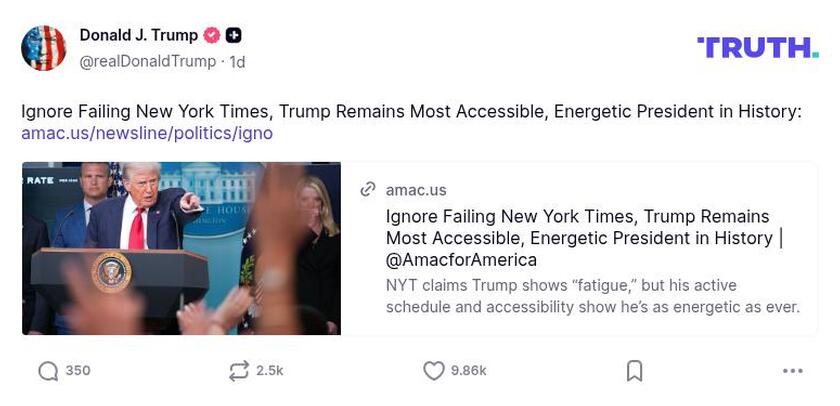 Post image from Donald Trump