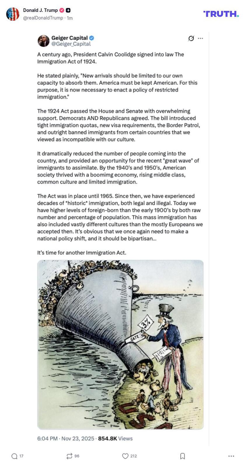 Post image from Donald Trump