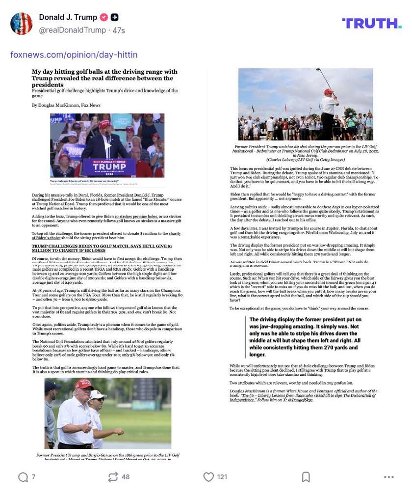 Post image from Donald Trump