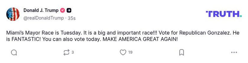 Post image from Donald Trump