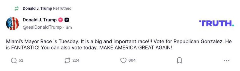 Post image from Donald Trump