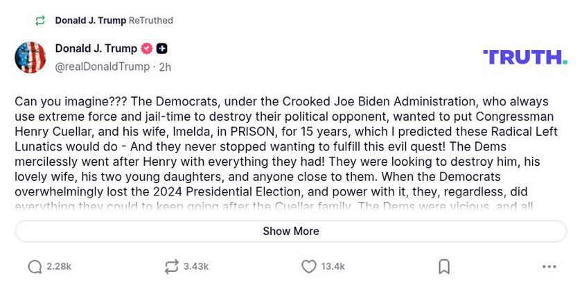 Post preview from Donald Trump