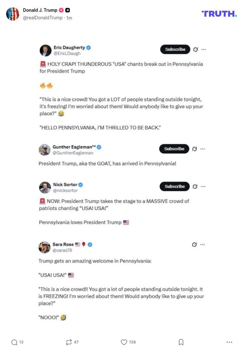 Post image from Donald Trump