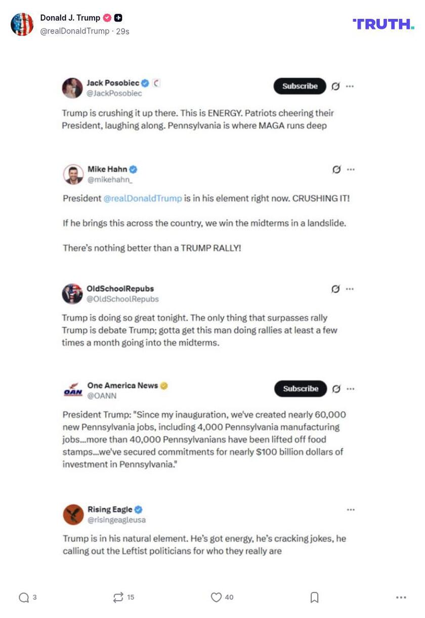 Post image from Donald Trump