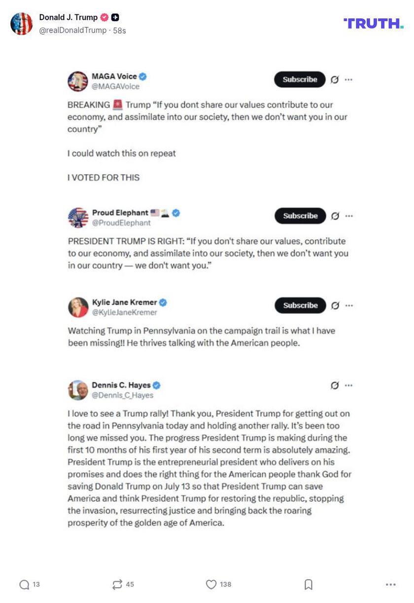 Post image from Donald Trump