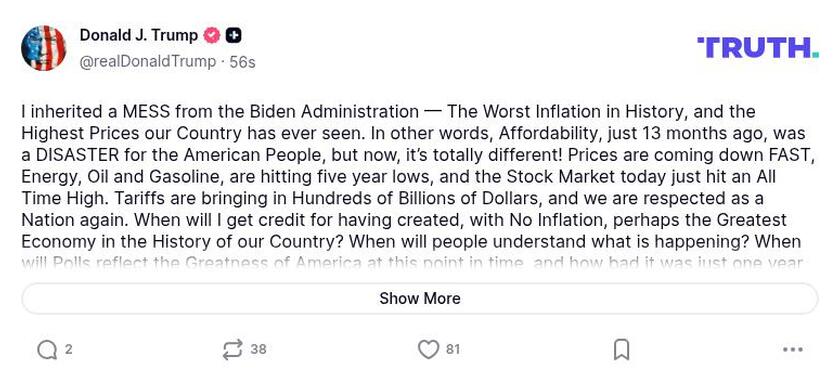 Post preview from Donald Trump