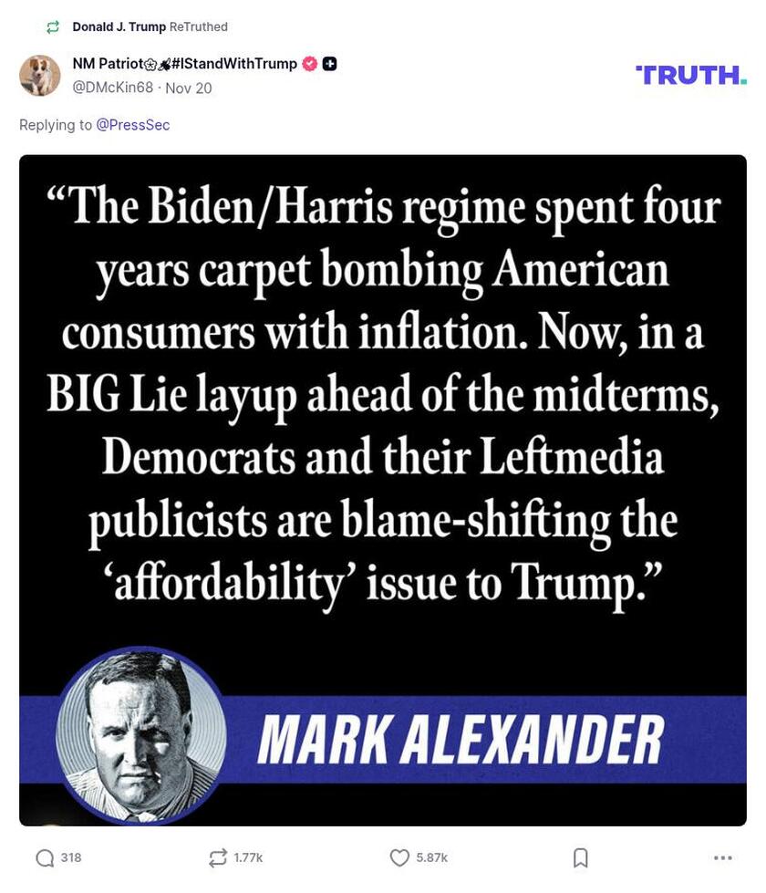 Post image from Donald Trump