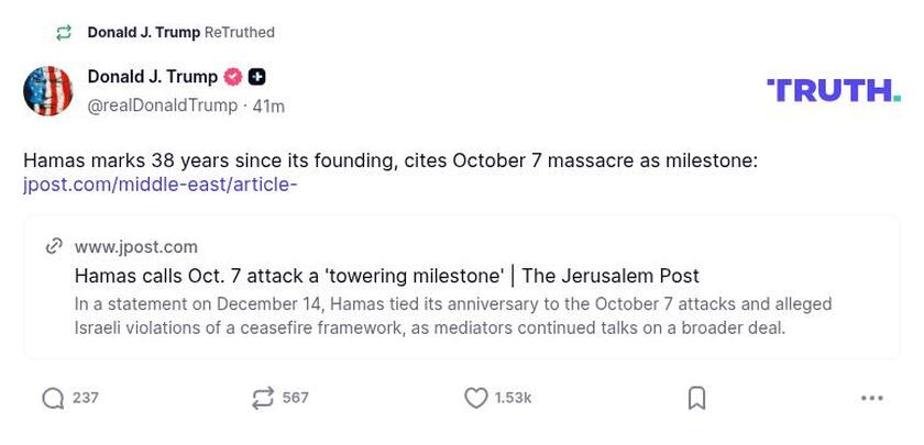 Post image from Donald Trump