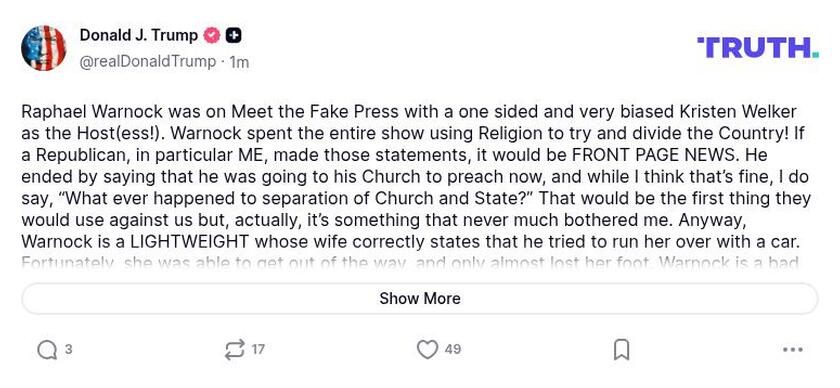 Post image from Donald Trump