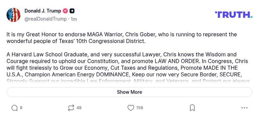 Post image from Donald Trump