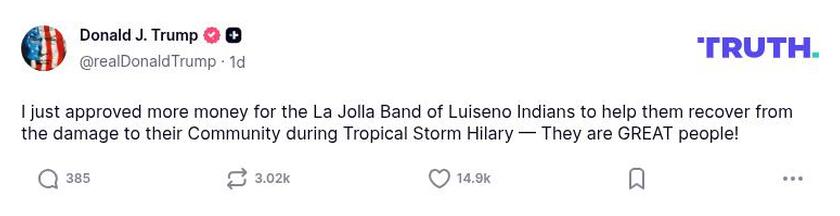 Post image from Donald Trump