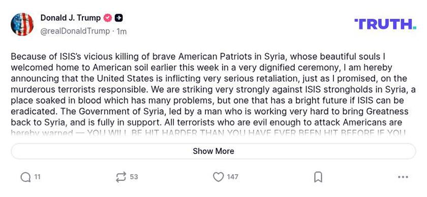 Post image from Donald Trump