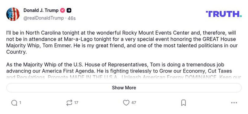 Post image from Donald Trump