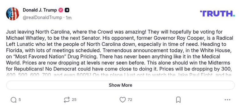 Post image from Donald Trump