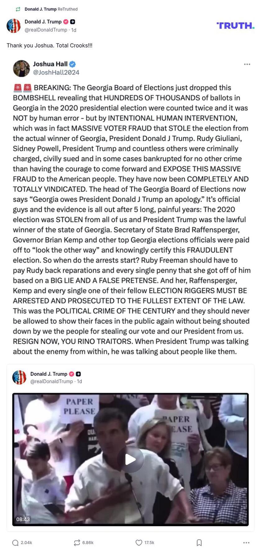 Post image from Donald Trump