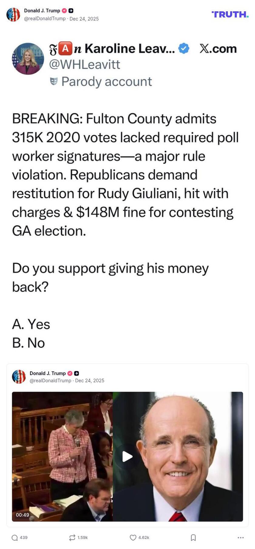 Post image from Donald Trump