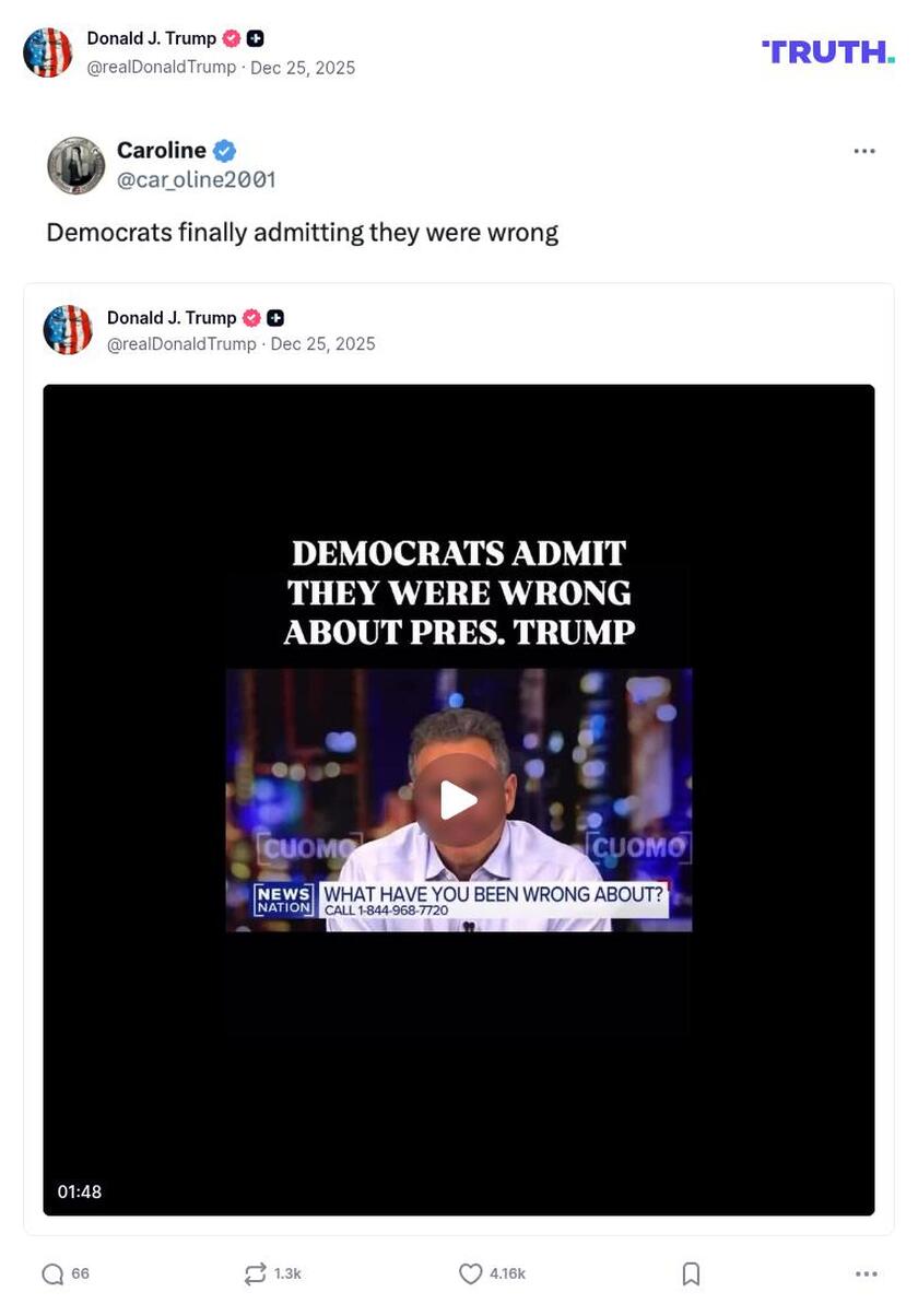 Post image from Donald Trump