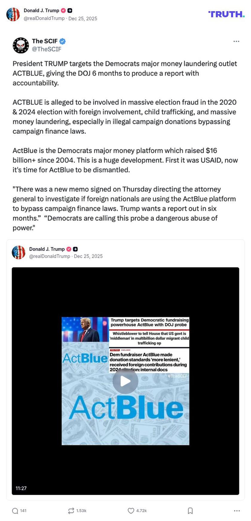 Post image from Donald Trump