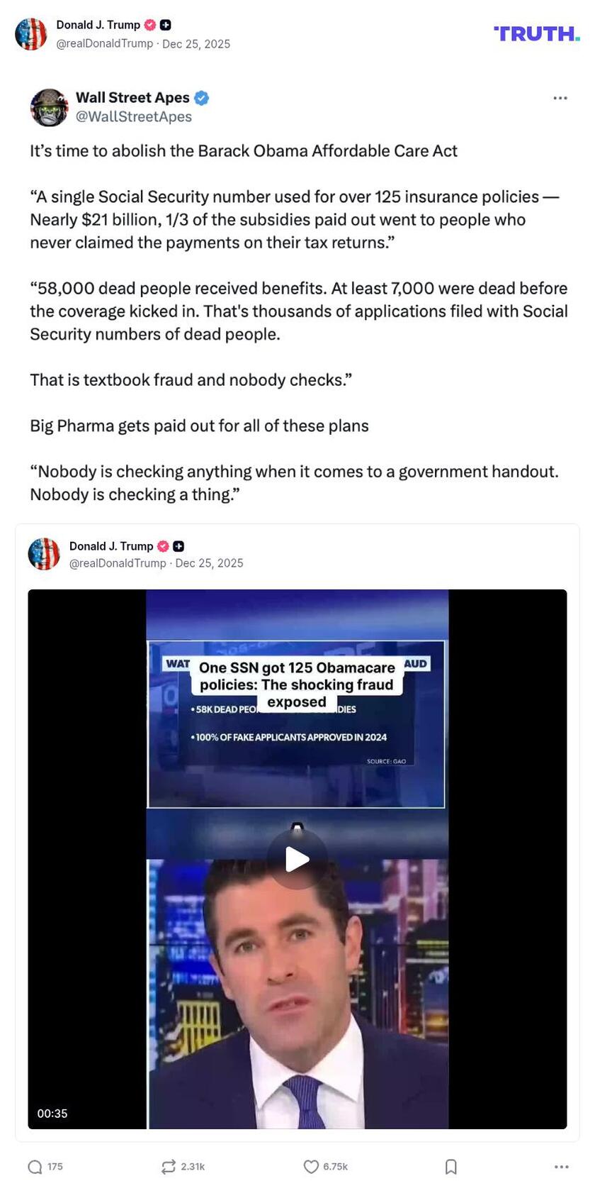 Post image from Donald Trump